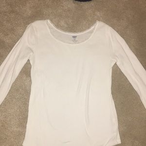 White Ribbed Long Sleeve with lace collar